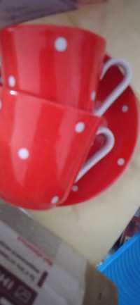 Сервиз фарфоровый кофейный новый красный,.Производство Германия
