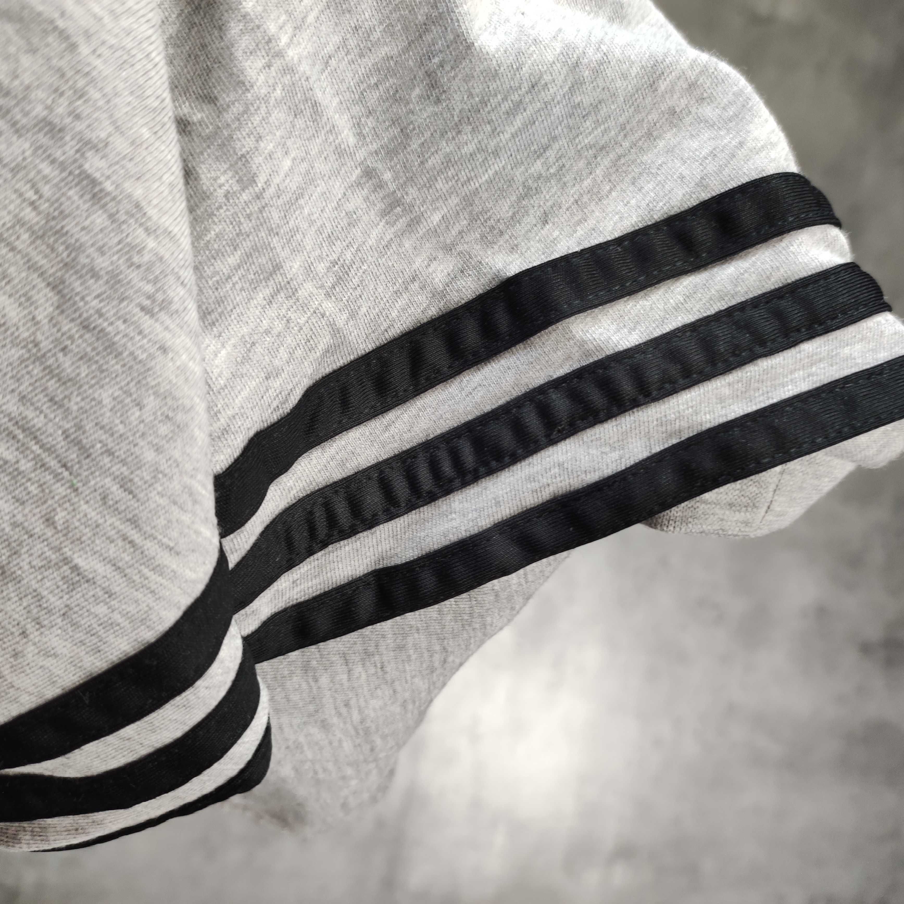 MĘSKA Koszulka Sportowa Bawełna Adidas 3 Paski Lekka Letnia Klasyczna