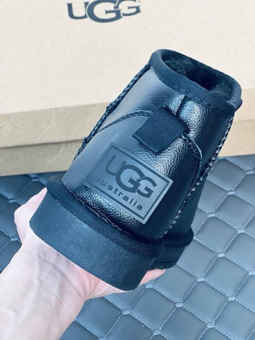 Мужские кожаные ульира мини угг Ugg ultra mini leather black