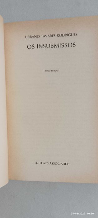 Livro Pa-3 - Urbano Tavares Rodrigues  - Os insubmissos