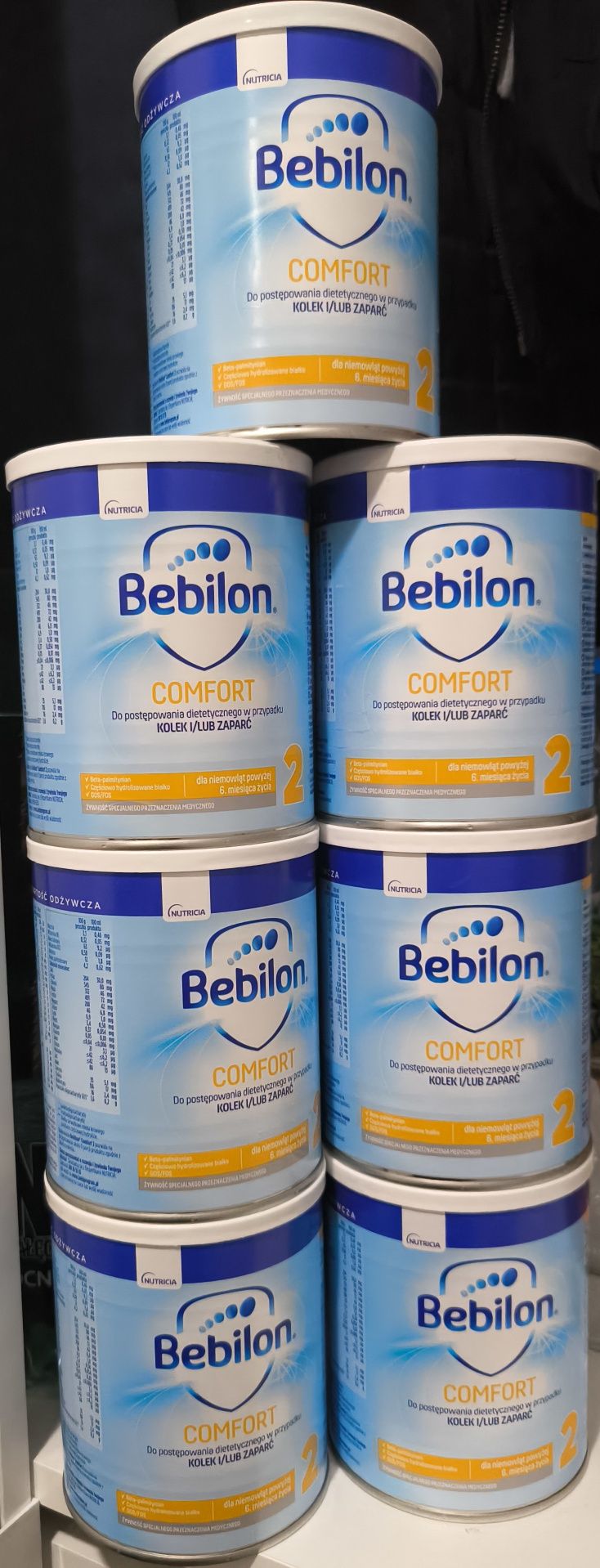 Mleko modyfikowane Bebilon comfort 2, 400g zestaw 7 puszek