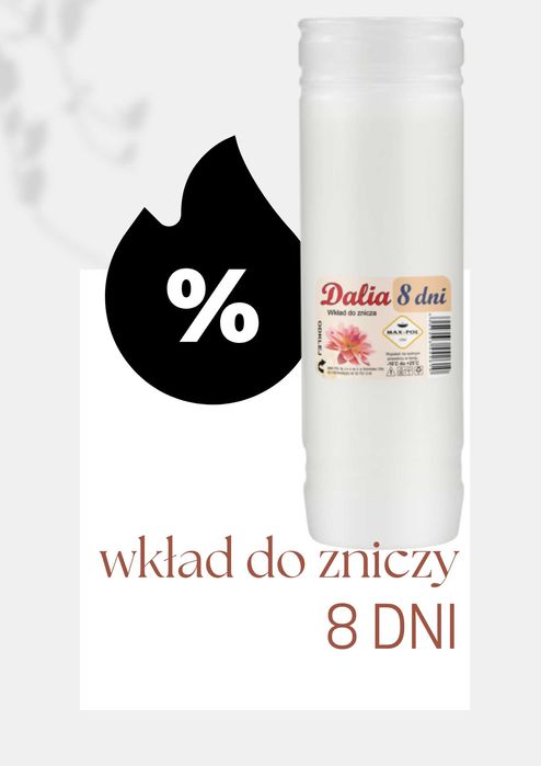 Zestaw 6 wkładów do zniczy 8 dniowych