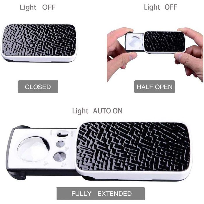 Lupa de joalheria com luz LED UV 30X 60X 90X