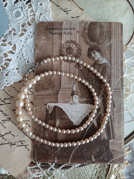 Sztuczne perły naszyjnik kolia vintage retro