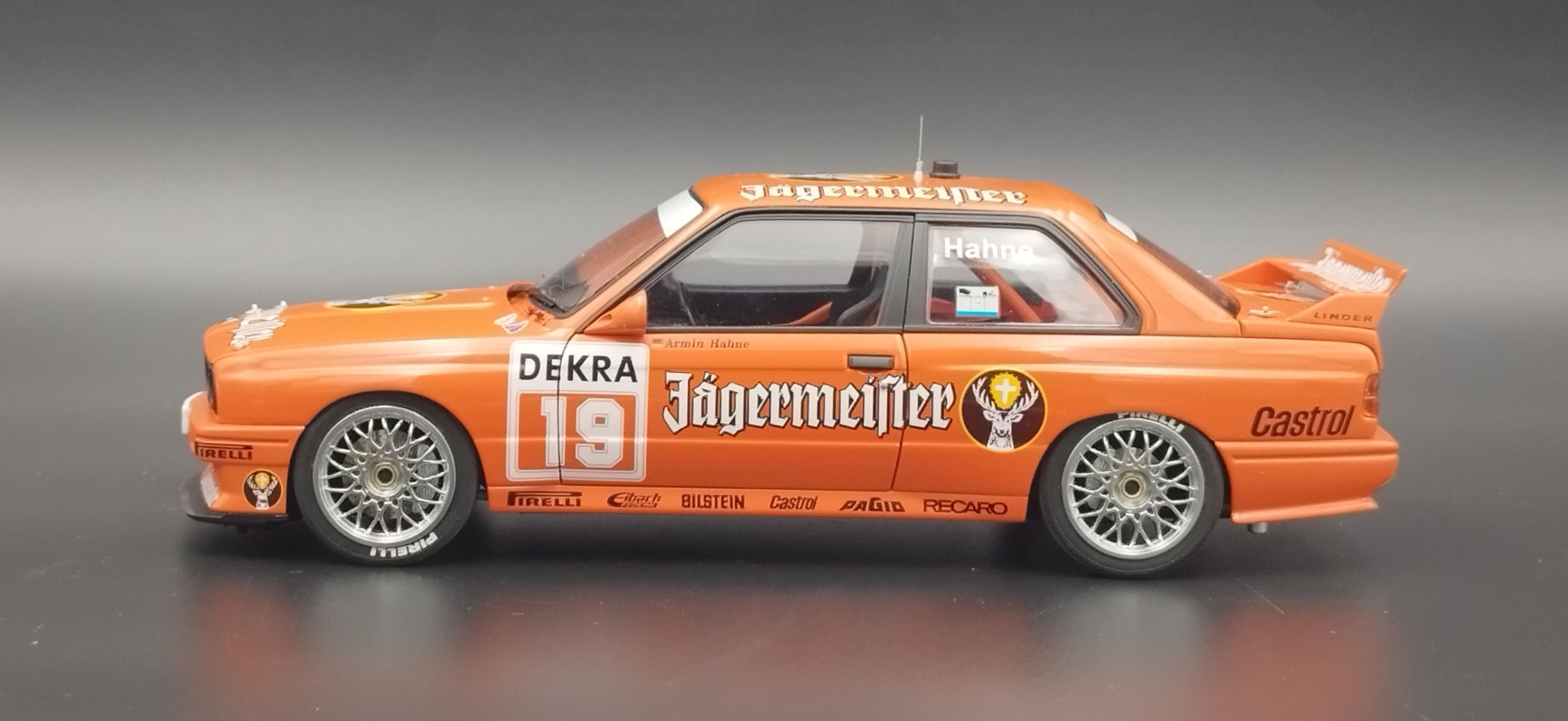 1:18 AutoArt 1992 BMW (E30) M3 Jagermeister #19 Hahne model NO Box