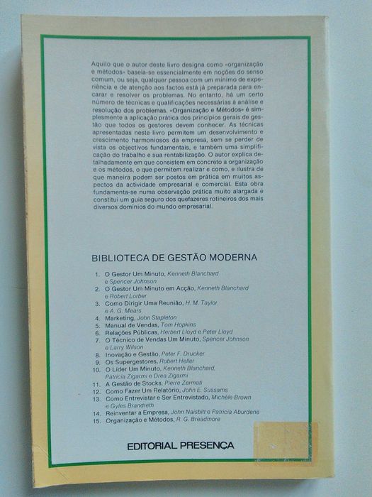 Organização e Métodos de R G Breadmore