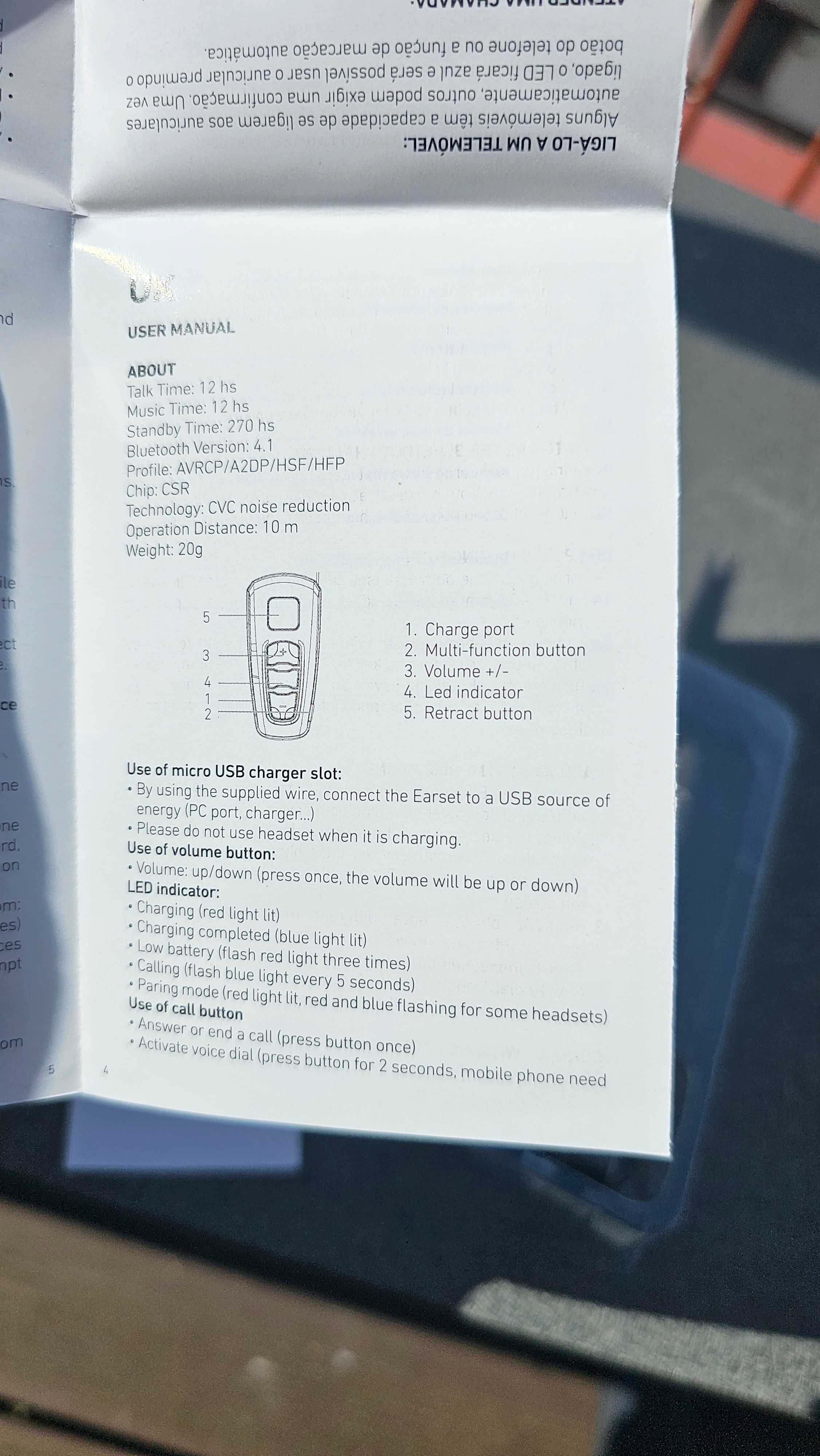 Zestaw słuchawkowy bluetooth SBS z klipsem i wysuwaną słuchawką