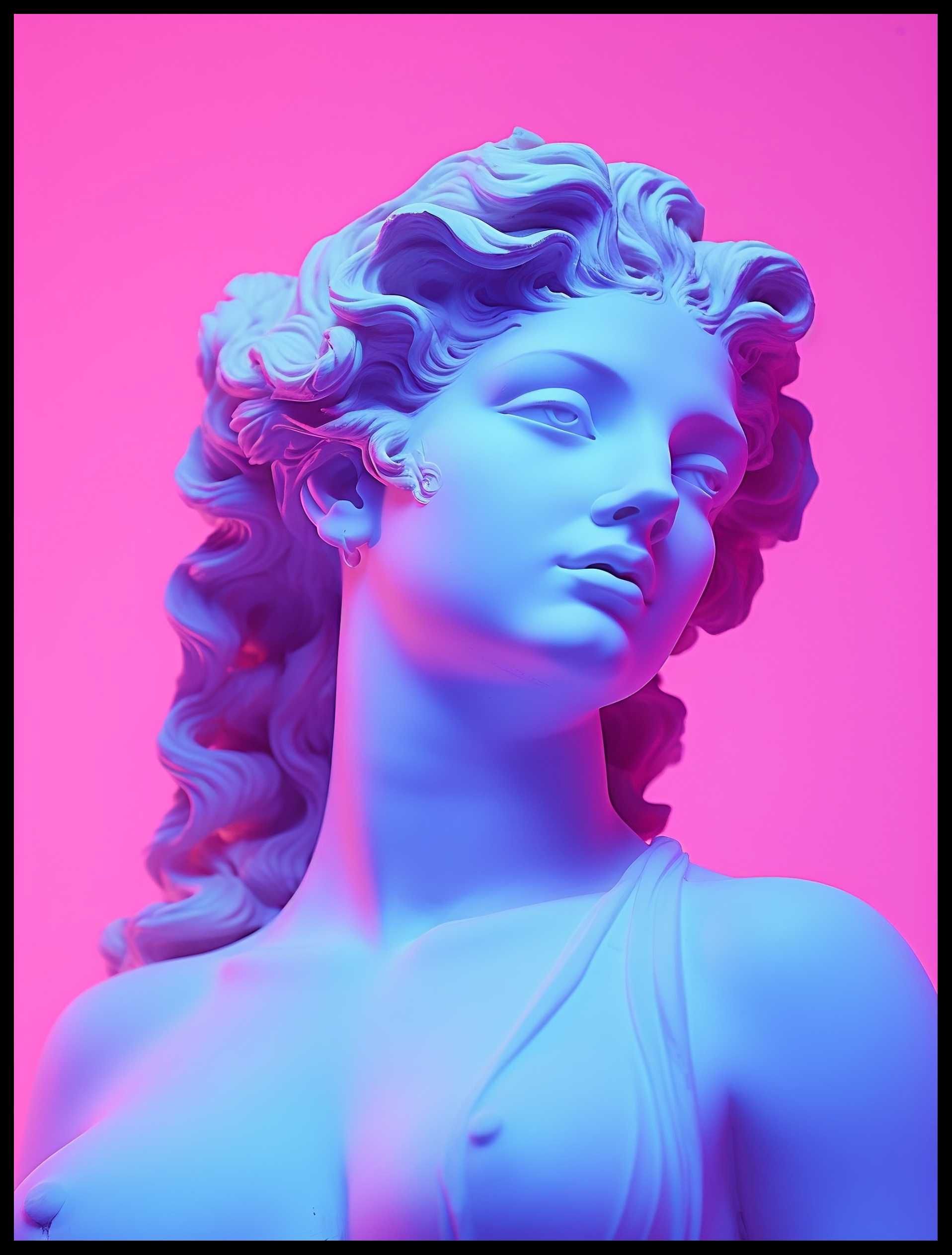 Plakat na Ścianę Obraz Kobieta Rzeźba Neon Sztuka 50x70 cm Premium