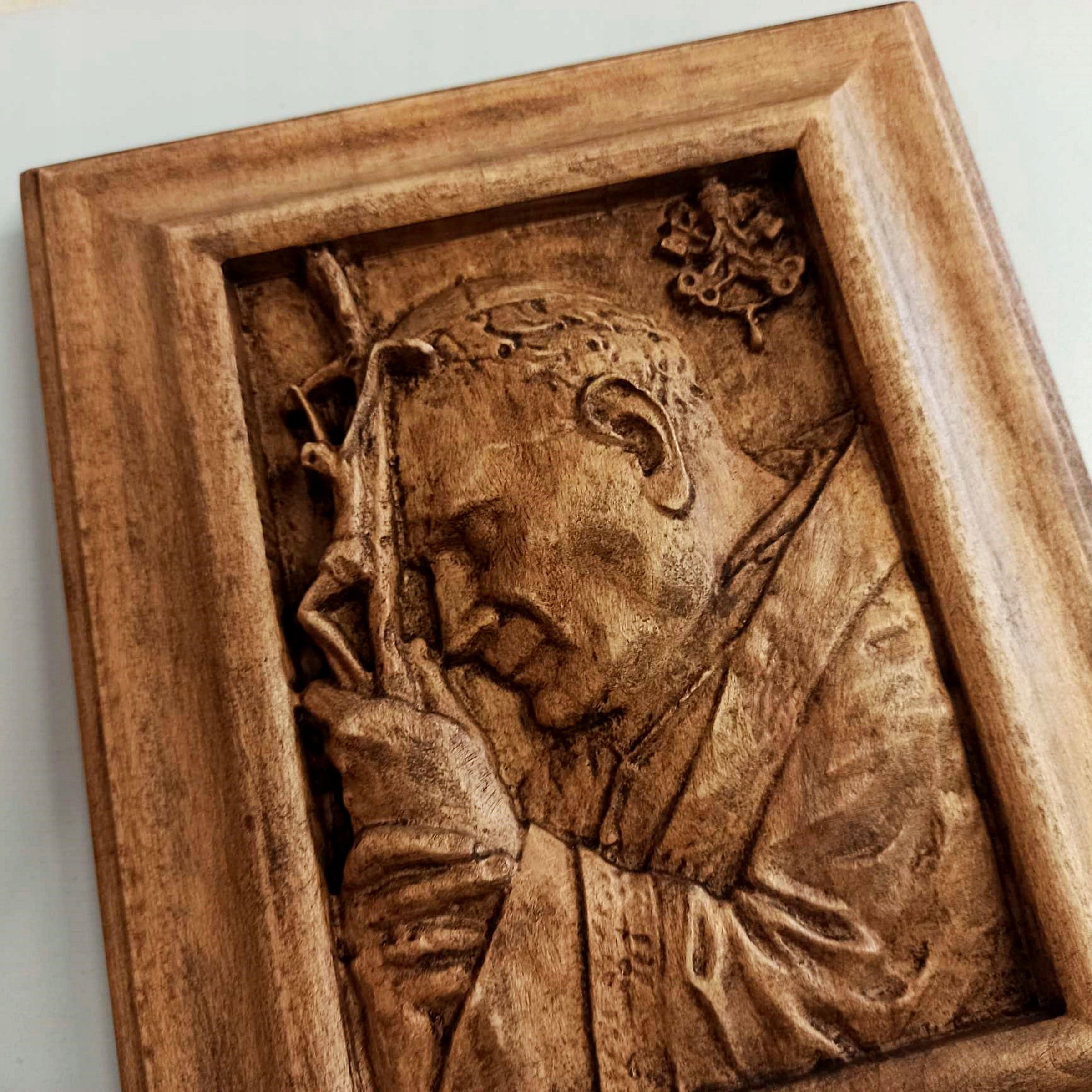 Obraz w drewnie JAN PAWEŁ II na ślub dla świadków