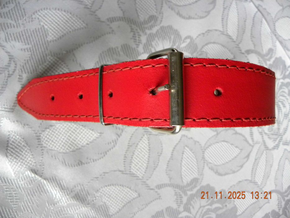 Skórzana obroża podbita filcem dla dużego psa