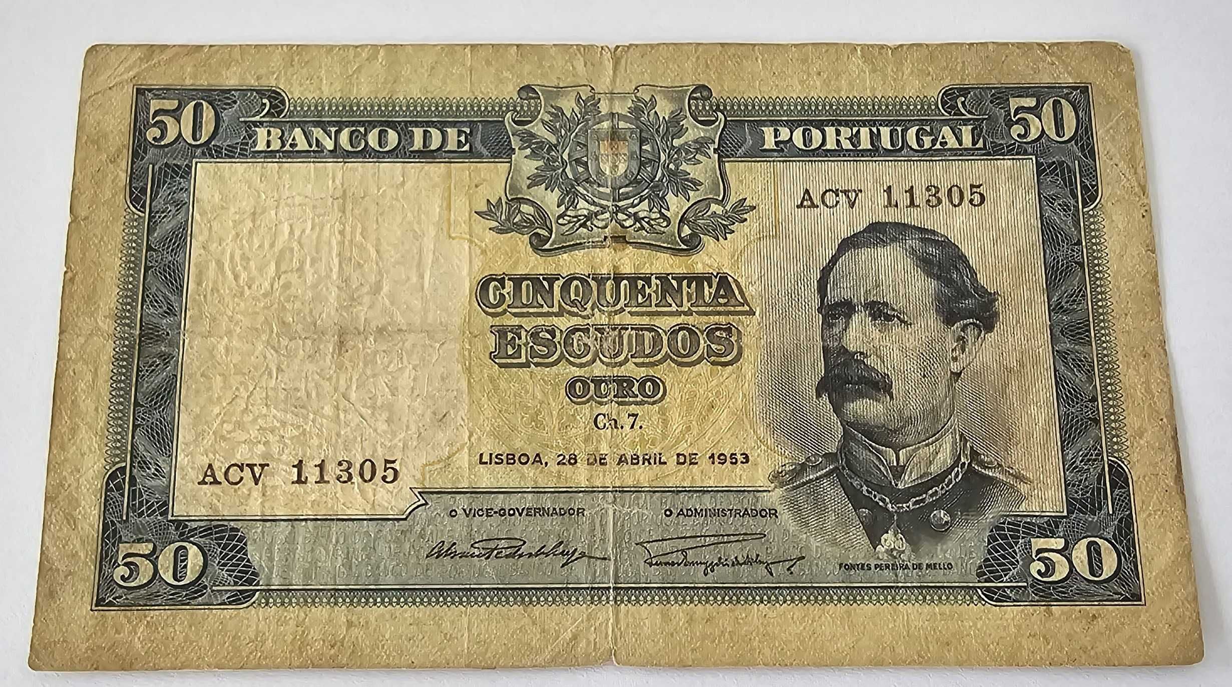 Nota 50 escudos antiga 1953