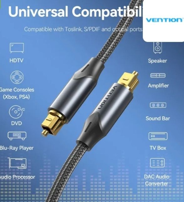 Кабель аудіо оптичний 2м VENTION Optical