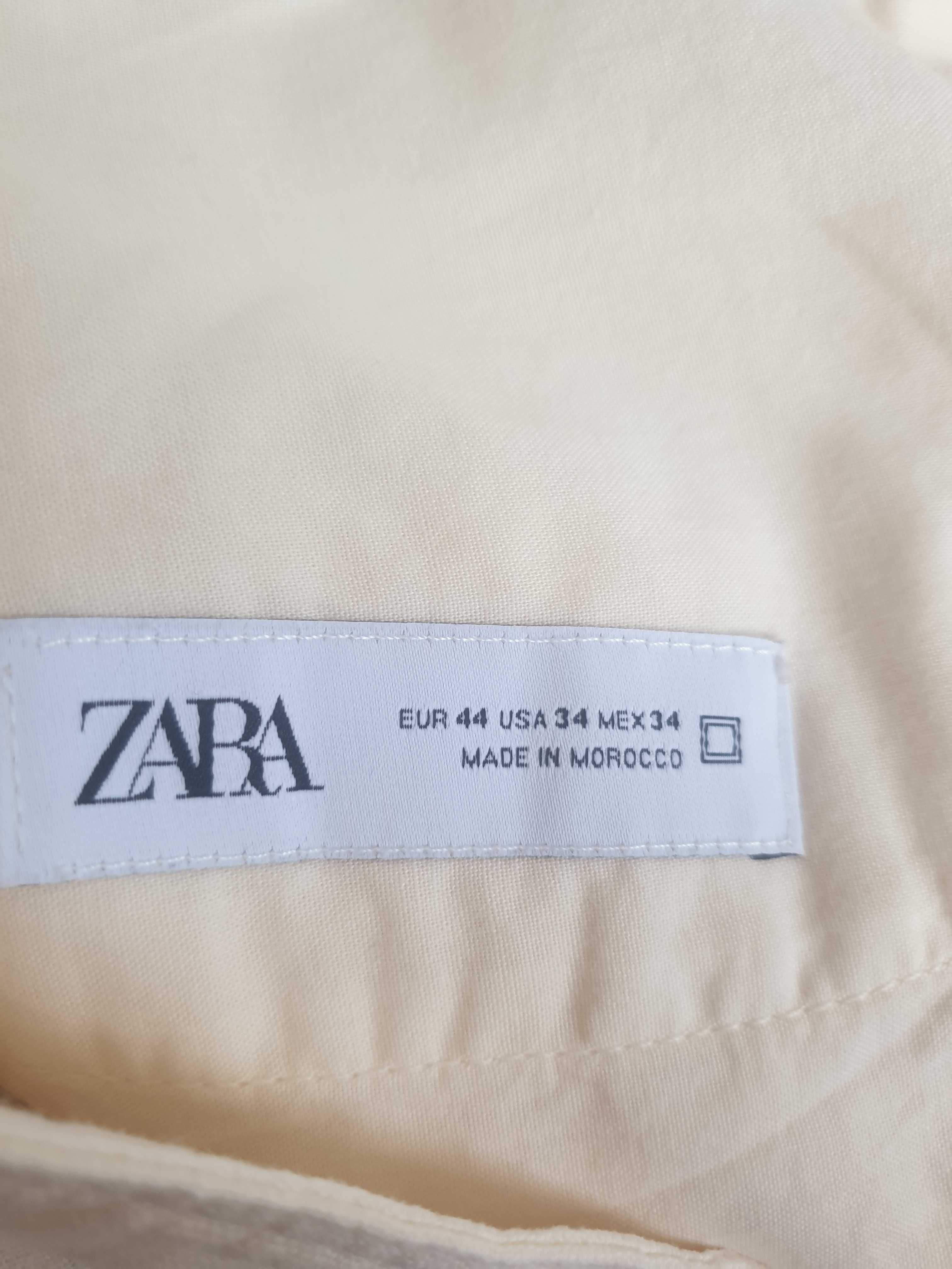 Lniane masełkowe spodnie Zara 44