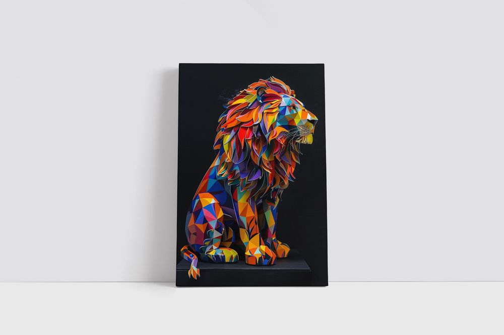 Nowoczesny Obraz na Płótnie Kolorowy Lew 70x100 cm