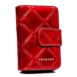 PETERSON portfel damski skórzany elegancki lakierowany P153 czerwony