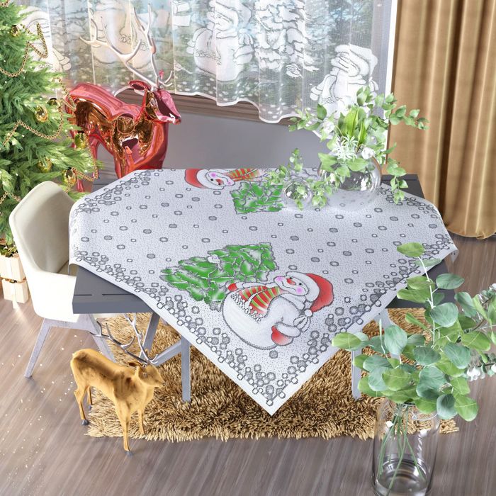 Obrus żakardowy serweta Bałwanki 85x85 kolorowa