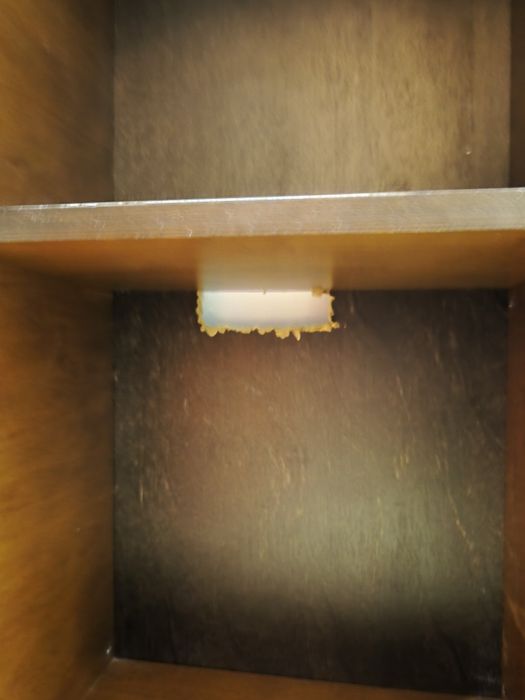 Aparador / Consola castanha / laranja e prata