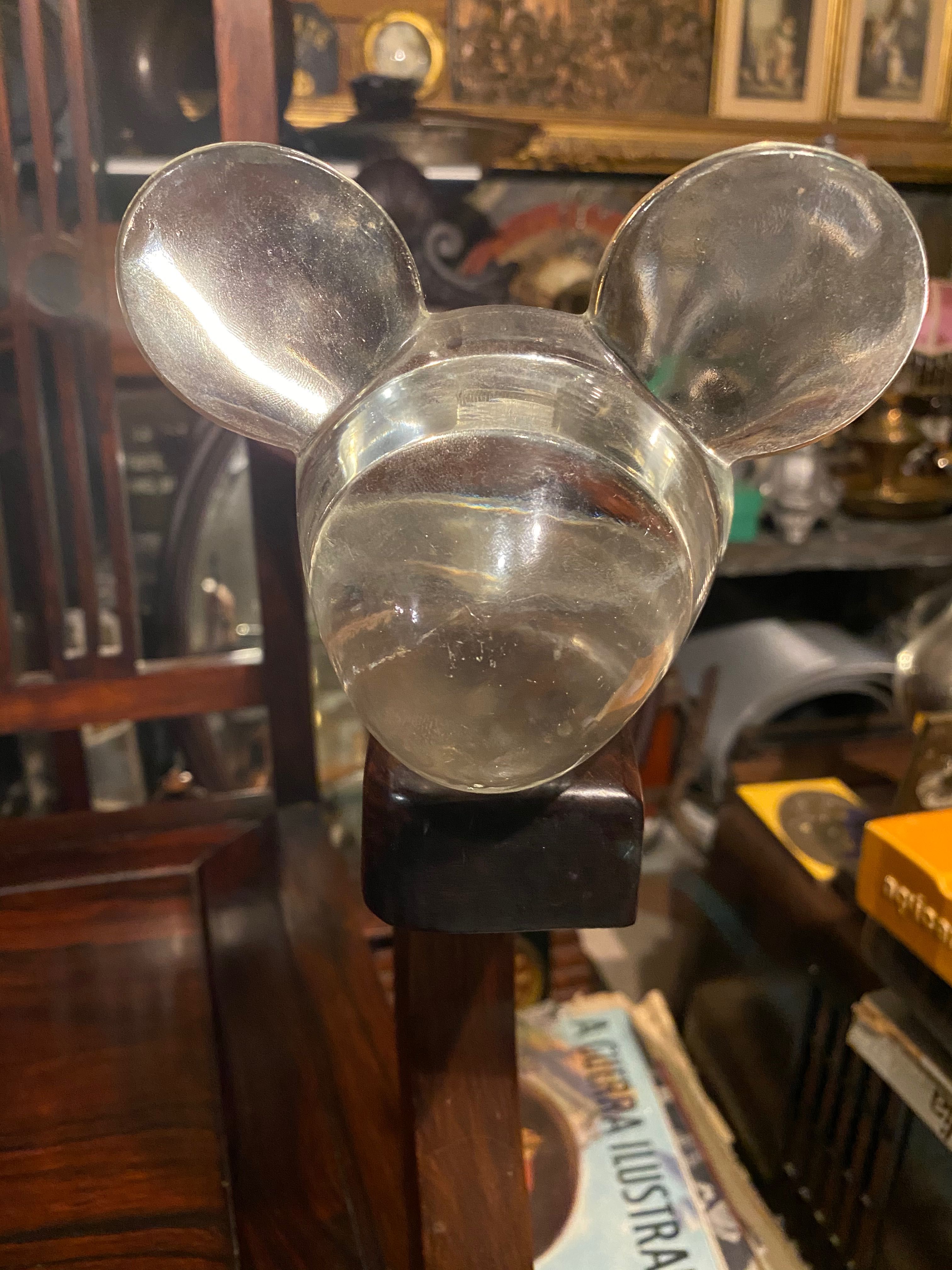 Pisa papéis Mickey Mouse em vidro Moldado peça vintage anos 60 12cm