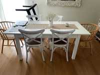 Mesa de Jantar extensivel LANEBERG + 4 Cadeiras Brancas Zara Home
