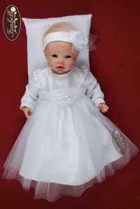 Piękna sukienka do chrztu Isabel+bolerko+czapeczka+opaska!!! r.74