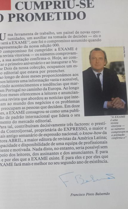 Cardoso e Cunha comissário europeu na Exame n°13 de 1990