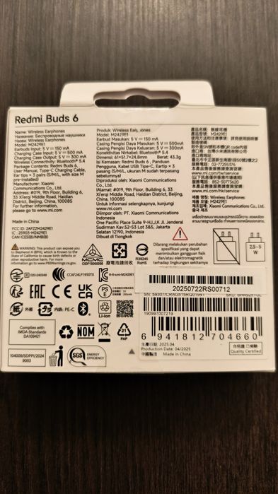 Xiaomi Redmi Buds 6 - Novos e selados