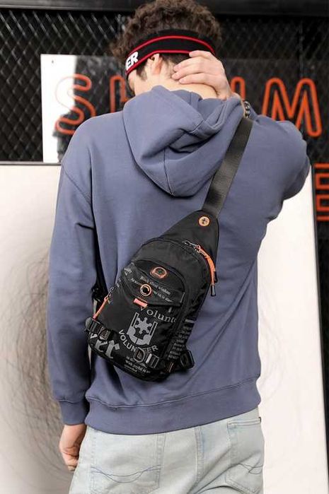 рюкзак туристичний через плечо ( сумка ) в спортивном стиле - черная