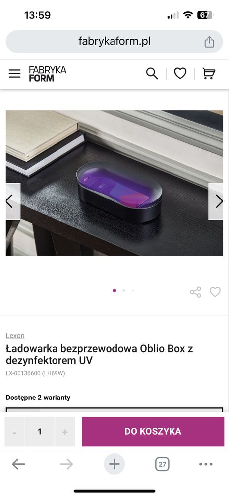 Ładowarka bezprzewodowa Oblio Box z dezynfektorem UV lexon nowa