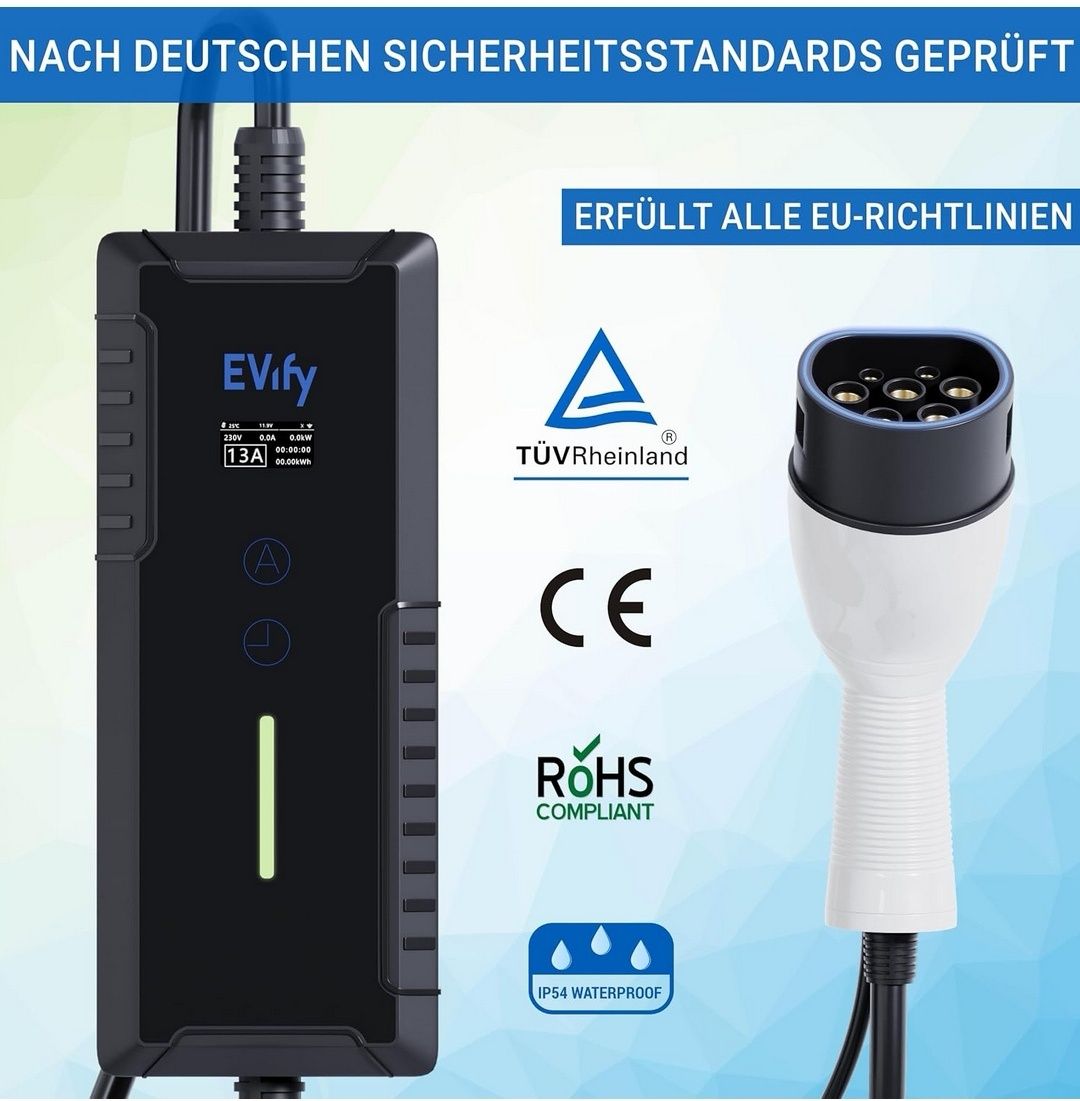 Ładowarka EVify 3,7kW 16A 10m | Typ 2 | Nowa z etui