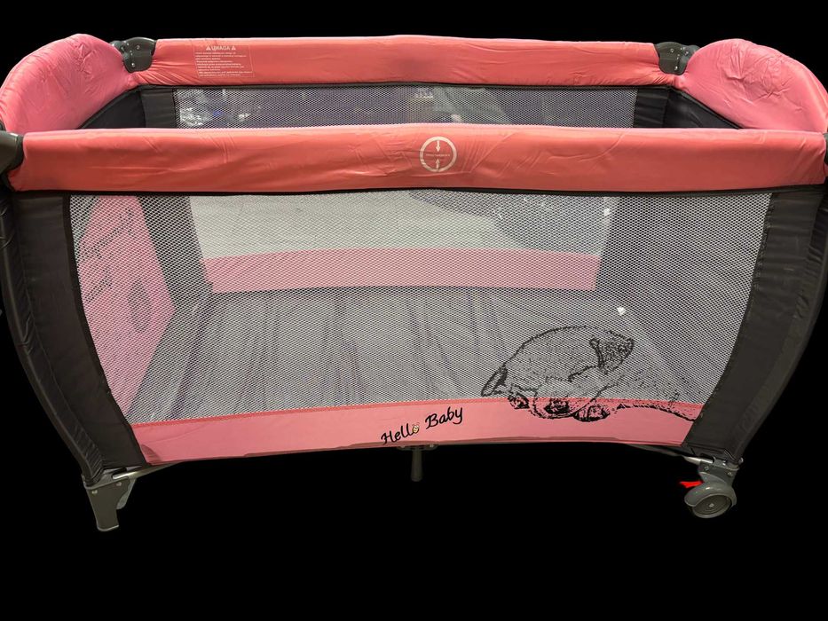 NOWY Kojec Turystyczny / Łóżeczko „Hello Baby” – Różowo-Szare