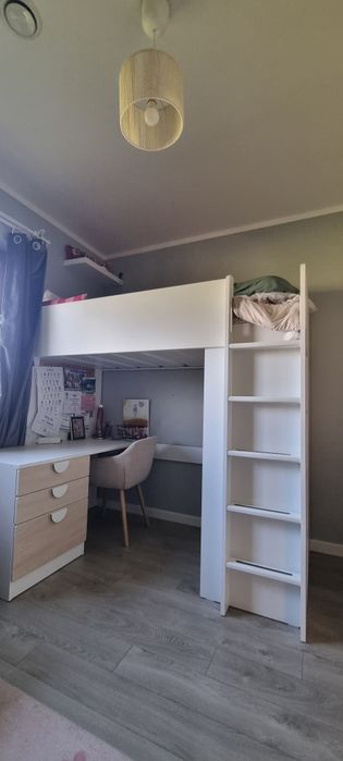 Łóżko piętrowe IKEA SMASTAD 90x200 z biurkiem i szafkami – Ełk