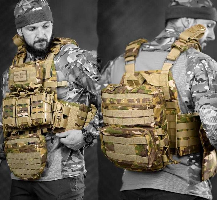 Плитоноска мультикам 4 точки з рюкзаком,Розвантажувальний жилет