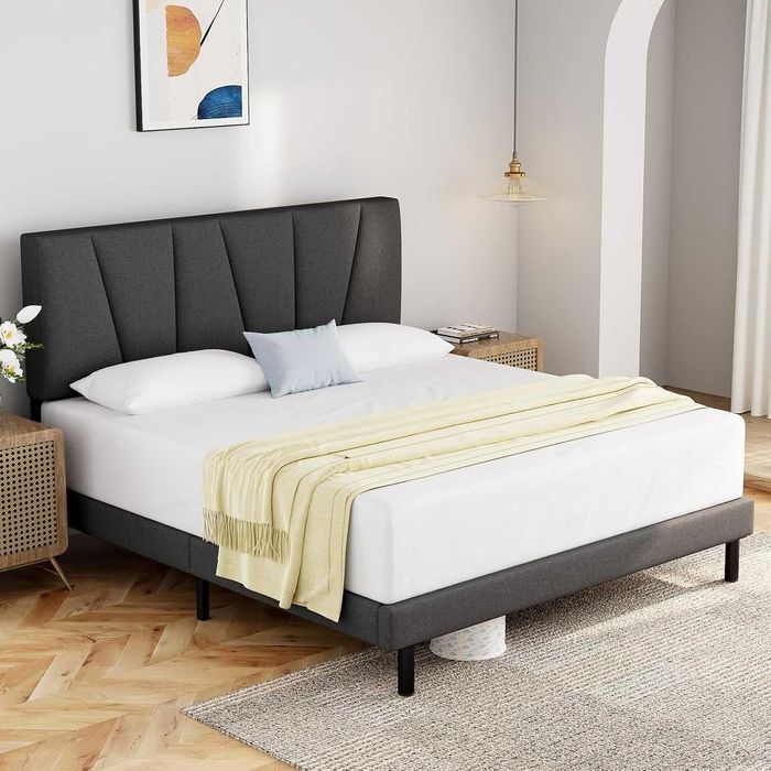 Nowe łóżko tapicerowane / rama / zagłówek / 90x200cm / szare !A2680!