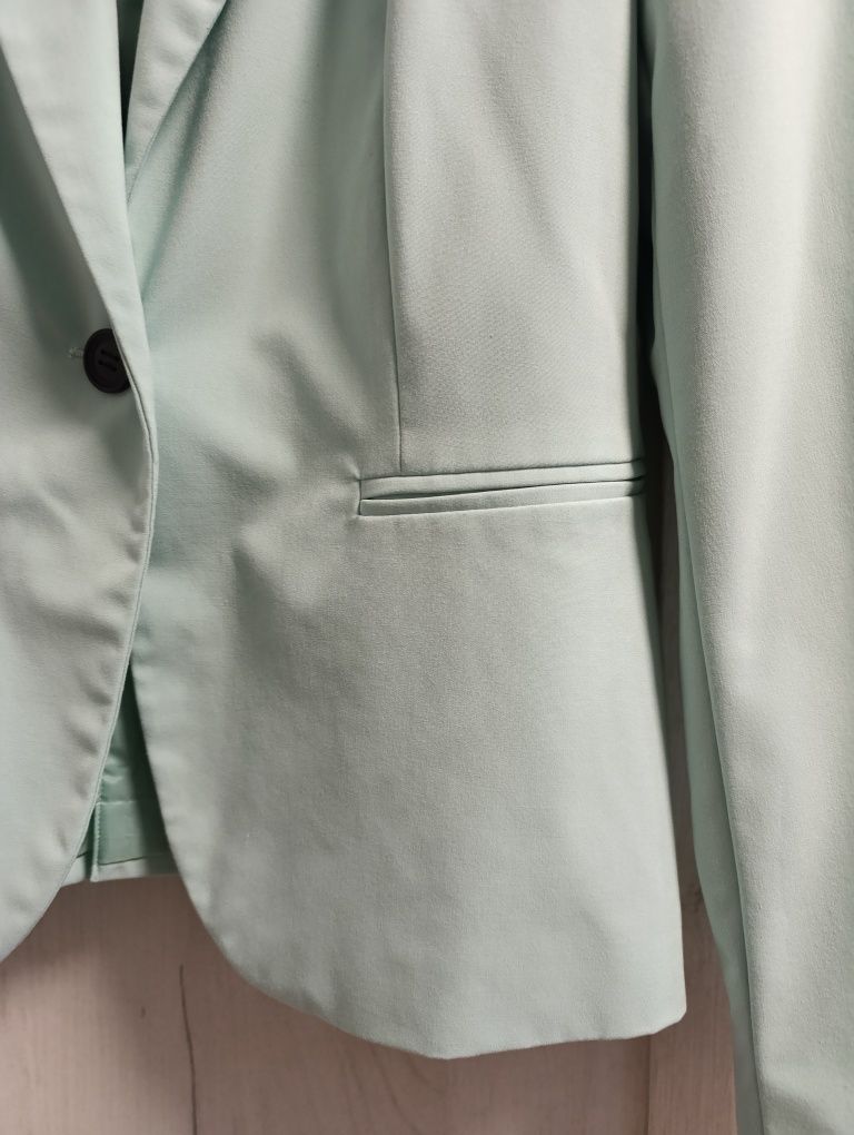 Zara garnitur komplet marynarka spodnie cygaretki miętowy 38