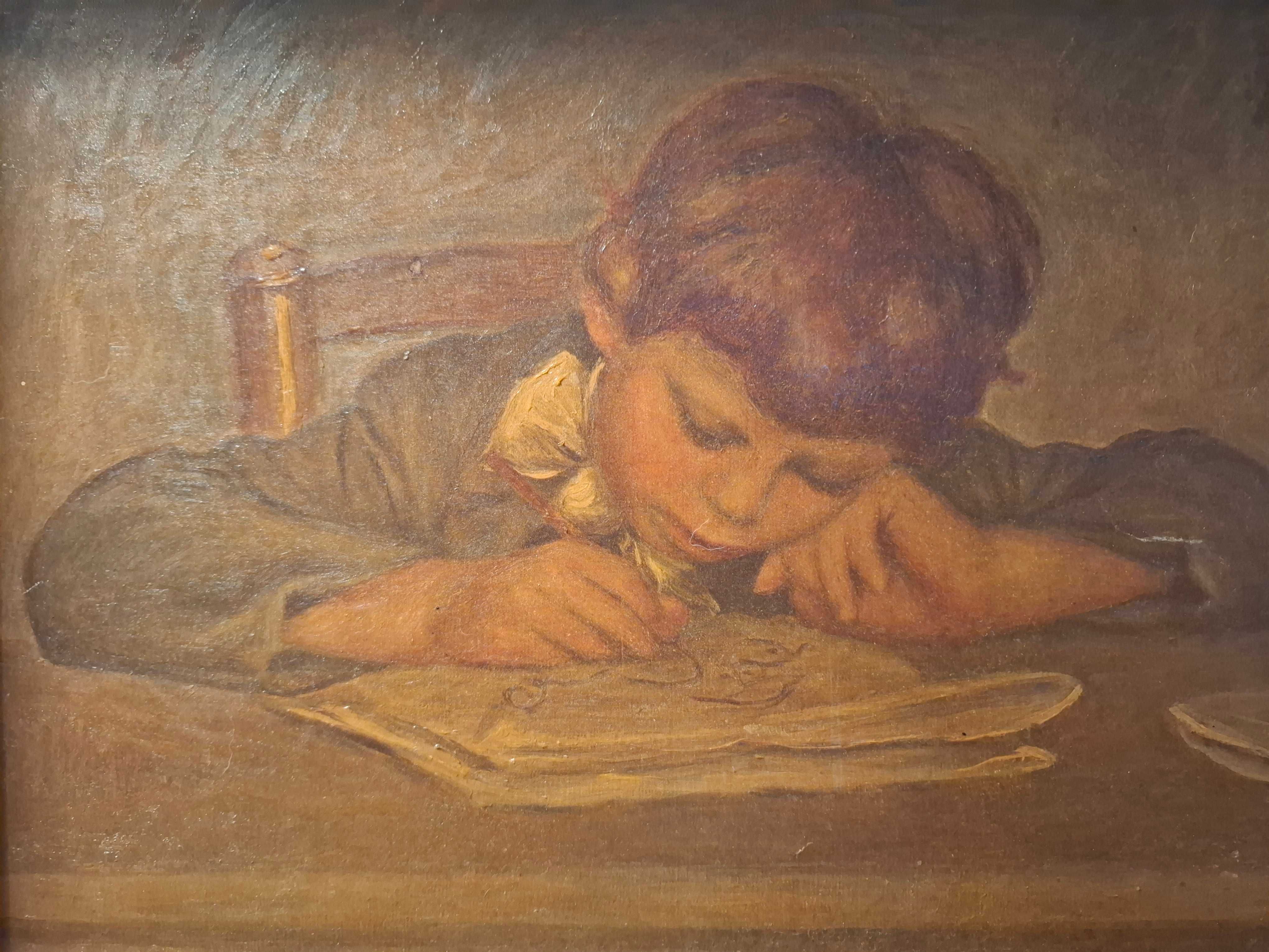 NN kopista, "Uczeń" Renoira, École française obraz na płótnie 42x47cm