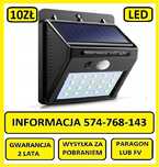 Lampa solarna z czujnikiem ruchu i zmierzchu Z DIODAMI led na zewnątrz