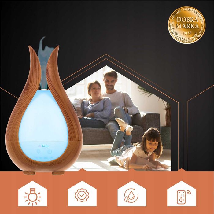 Nawilżacz Powietrza Ultradźwiękowy Zapachowy Aromaterapia LED Pilot