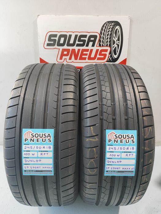 2 pneus semi novos 245-50R18 Dunlop RFT - Oferta dos Portes