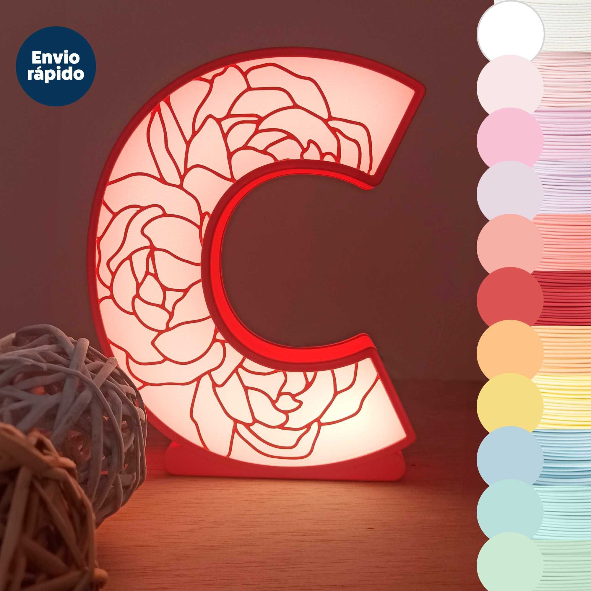Luz led personalizada quarto do bebe | nome com flores | candeeiro