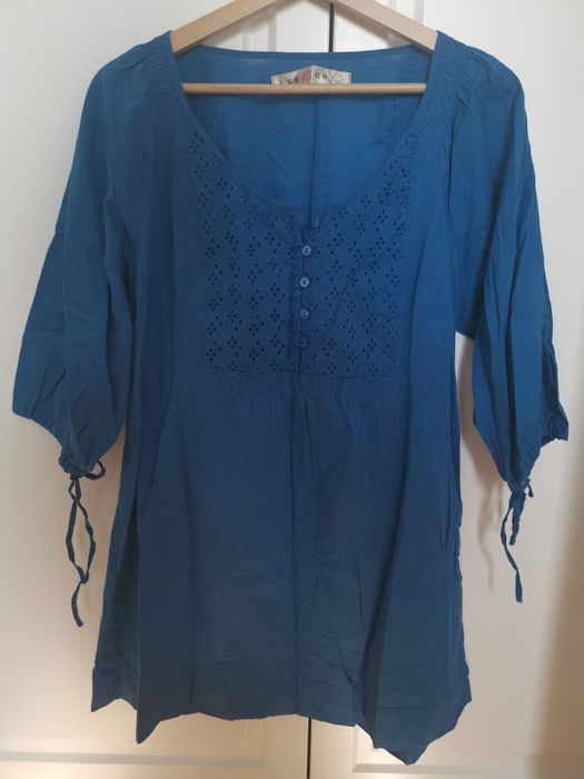 Ażurowa haft tunika ciążowa cubus rozm 40 M/L niebieska