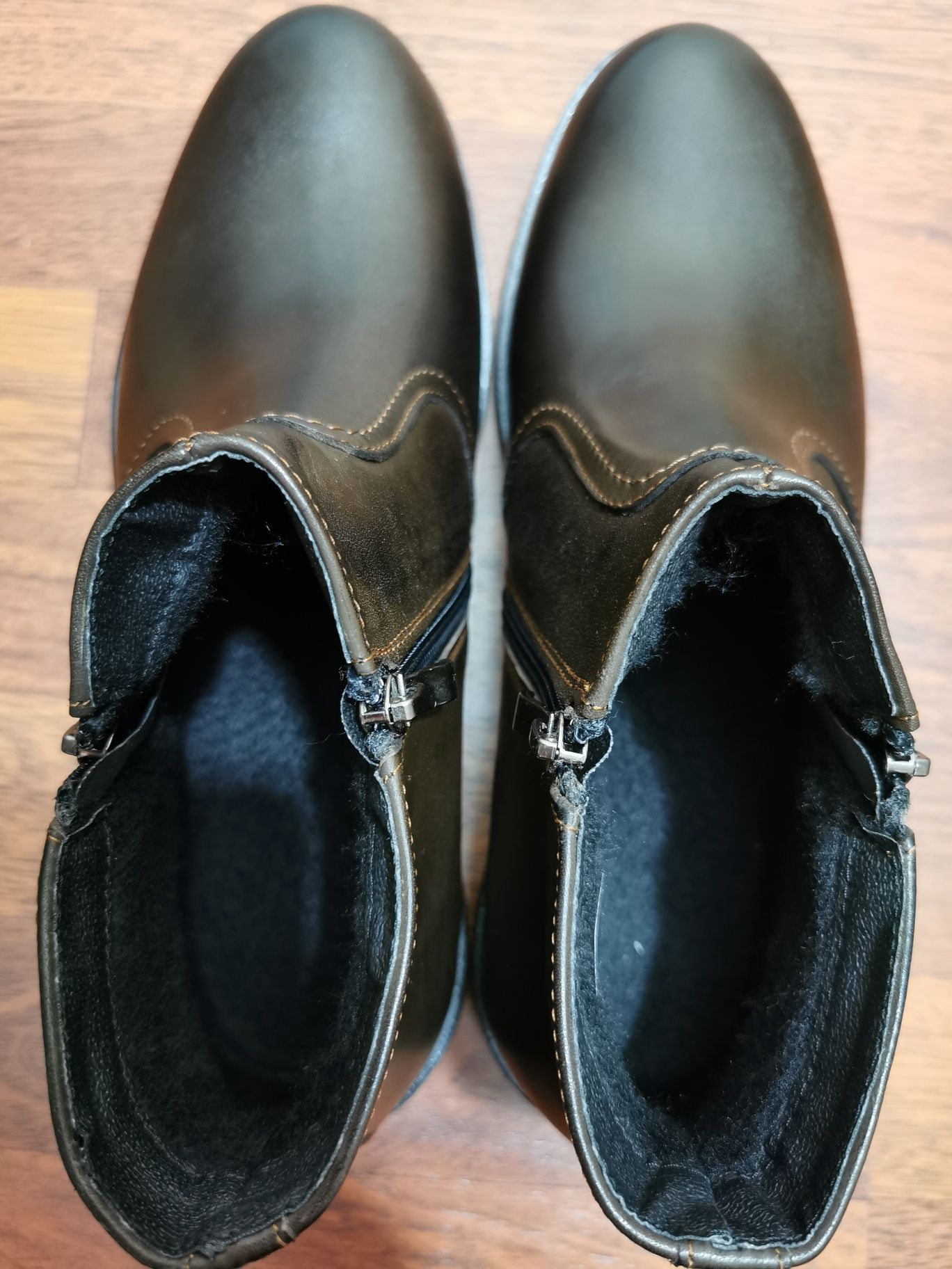 Eleganckie Skórzane Ocieplane Buty Męskie Na Zamek Gruby Spód Ciepłe