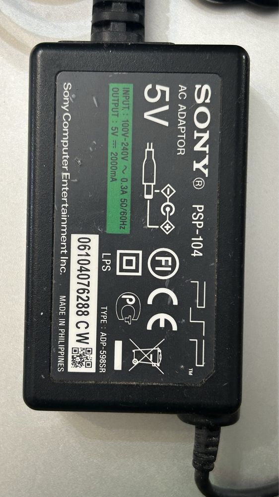 PSP original carregador Sony transformador cabo fio