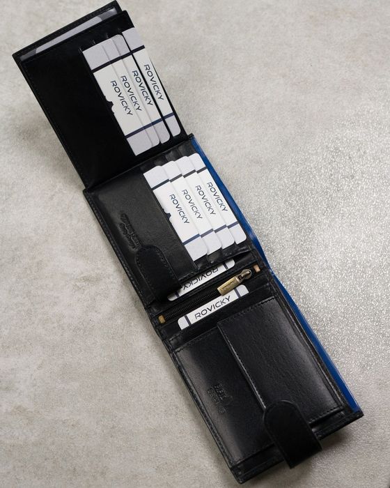 skórzany portfel męski z kieszenią na dowód rejestracyjny - rovicky