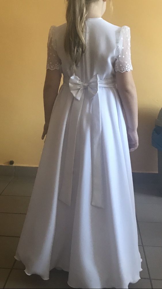 Komunijna nowa sukienka bolerko torebka do komunii alba haft biała