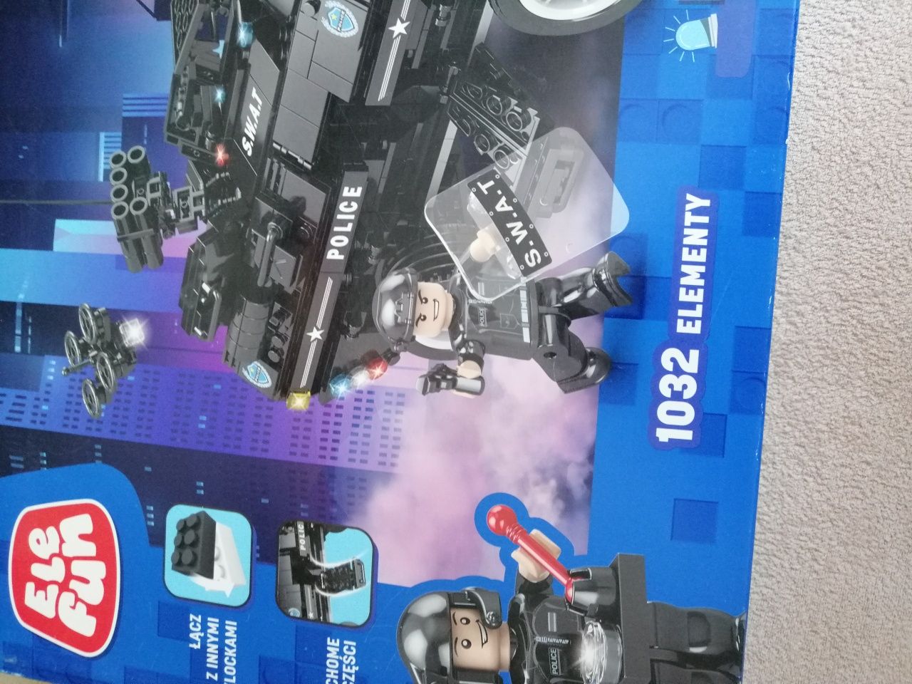 Nowe Klocki Elefun Brygada Policji Pojazd /Robot 2w1 El. 1032