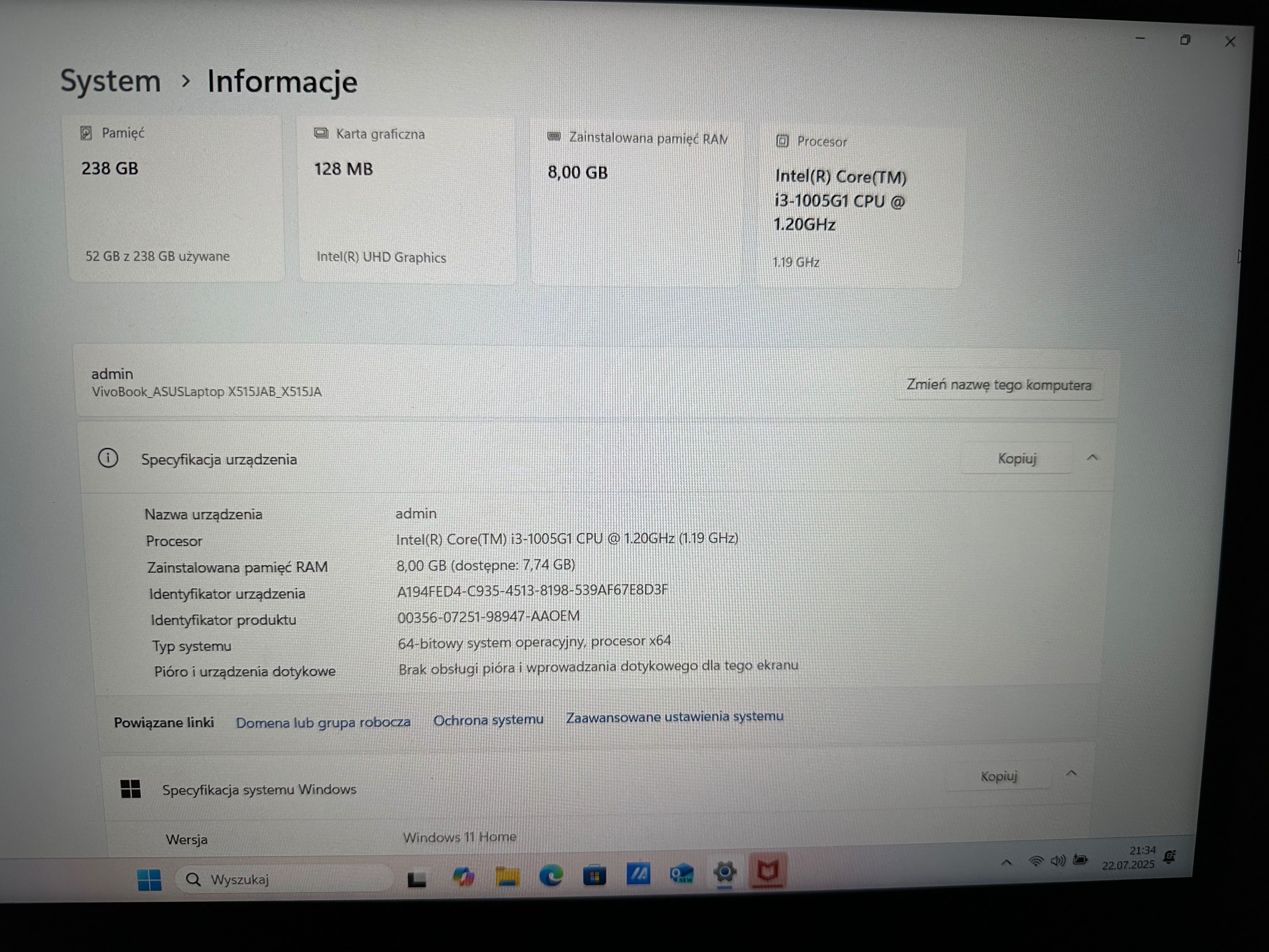 Laptop ASUS X515JA