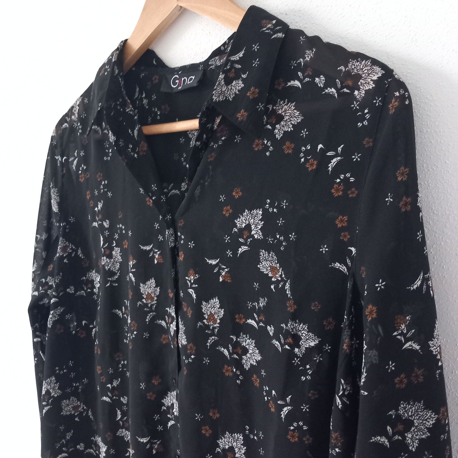 Bluzka koszulowa mgiełka kwiatki liście Gina L 40 12