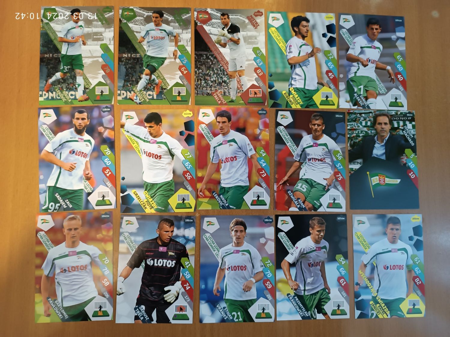 Zestaw kart Lechia Gdańsk ekstraklasa 2014 panini 2015