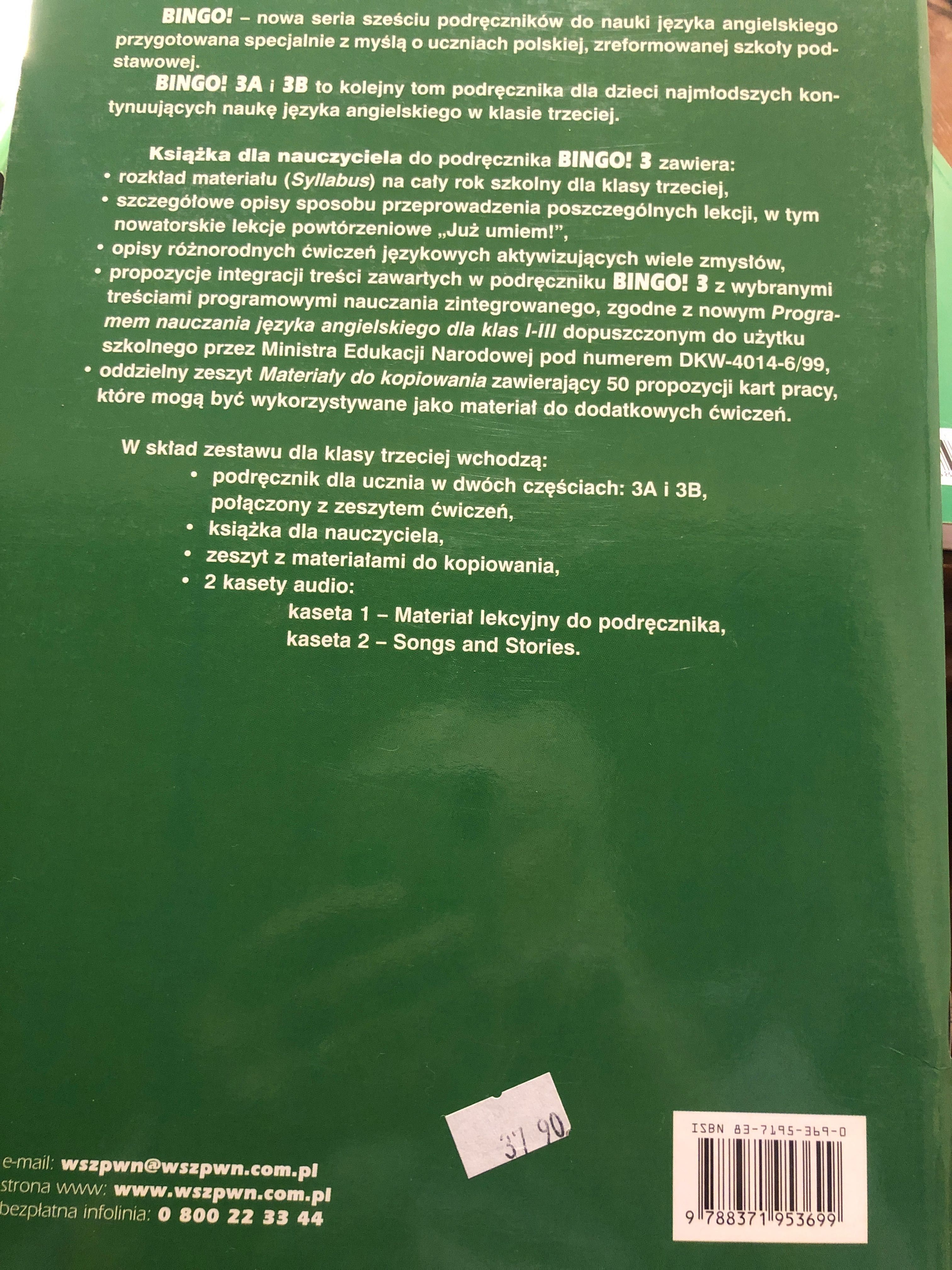 Bingo! 3, podręcznik, materiały do kopiowania + Książka nauczyciela.