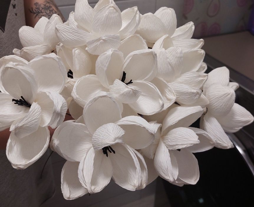 Kwiaty z bibuly handmade